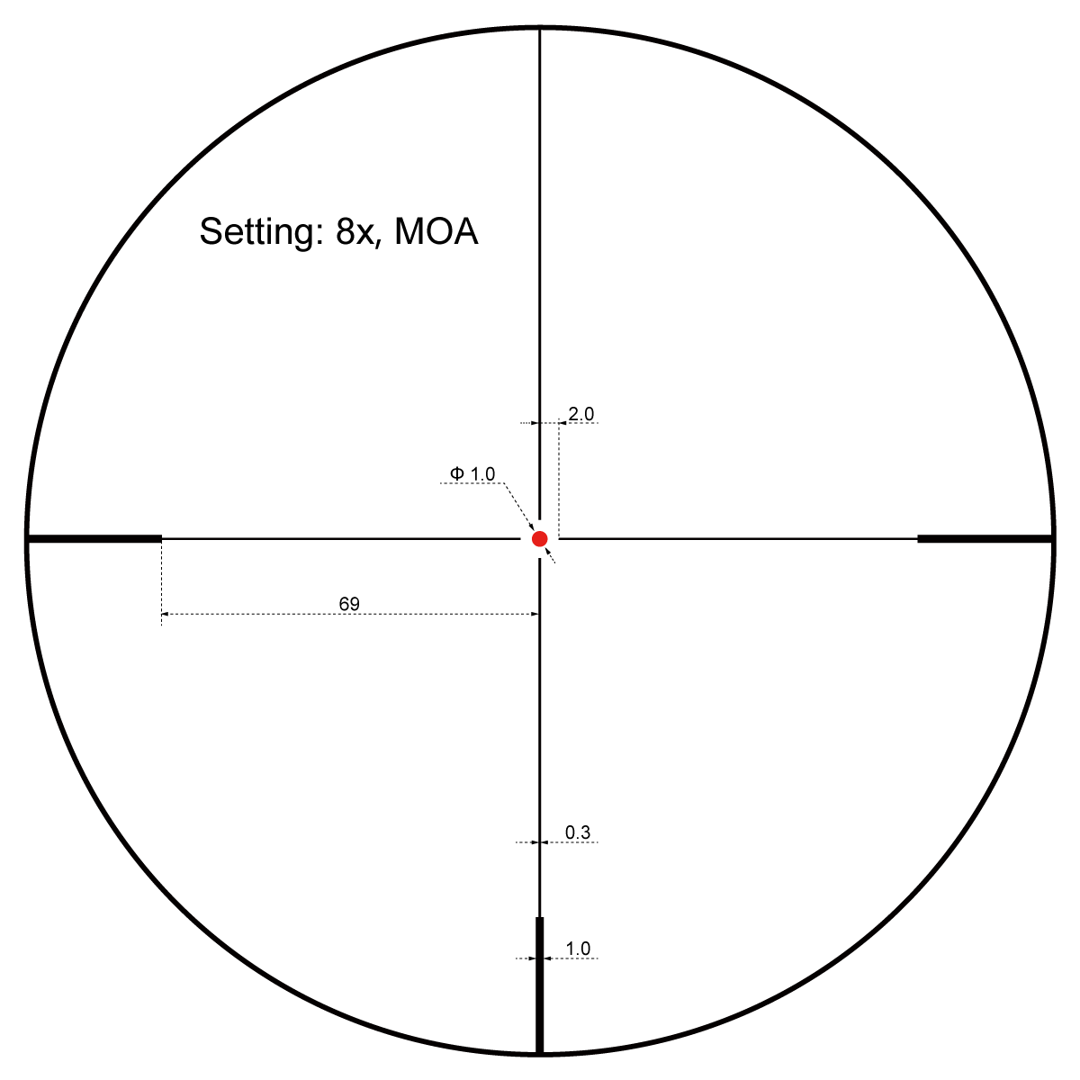 SCOC-39 Forester 1-8x24 Coyote FDE Reticle Diagram