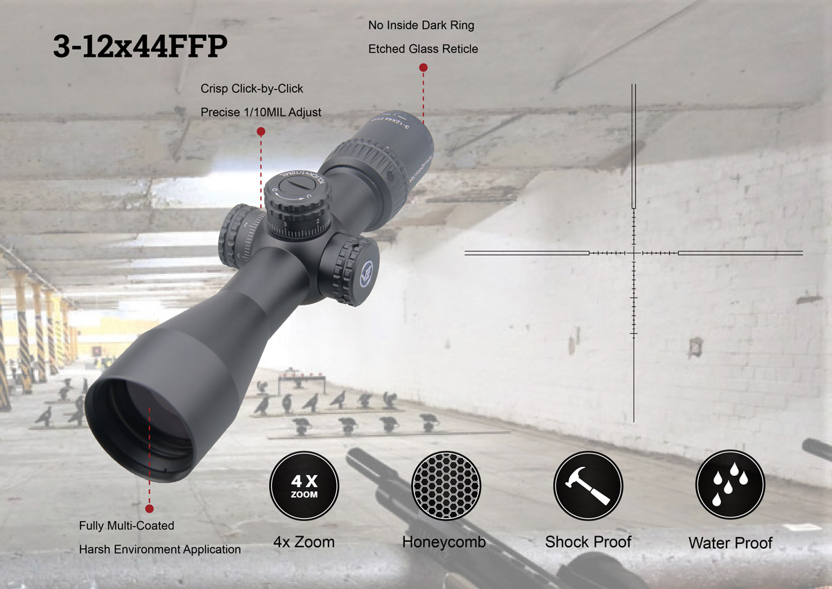 Veyron 6-24x44 FFP 소총 조준경 조명 애플리케이션