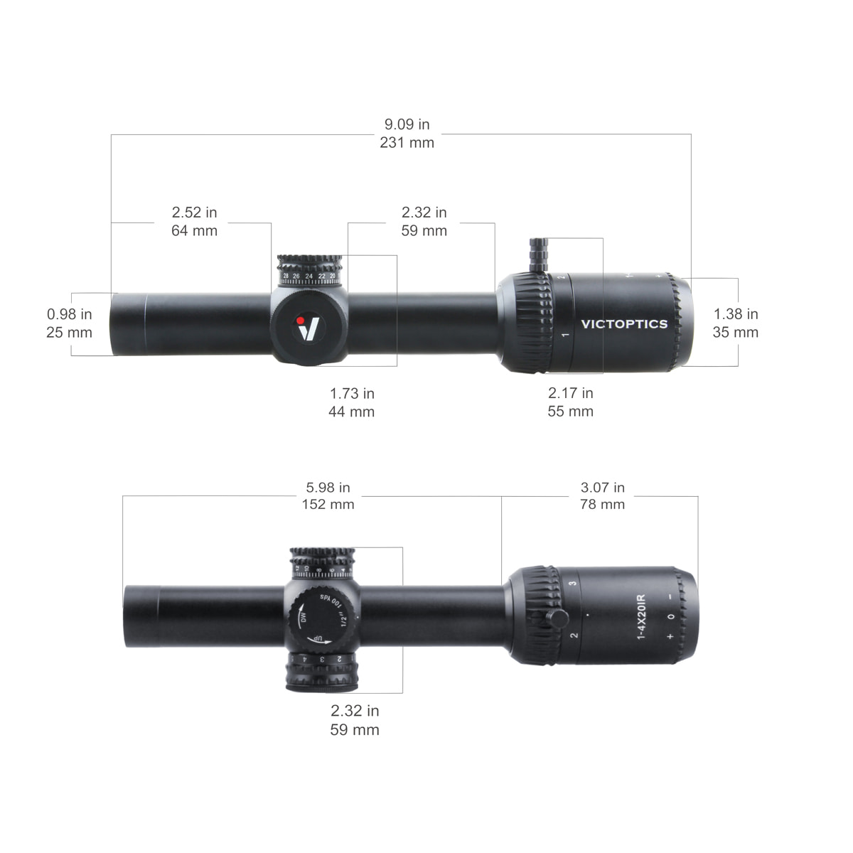 Victoptics ZOD 1-4x20 Illuminated Riflescope-Rifle Scope & Red Dot 