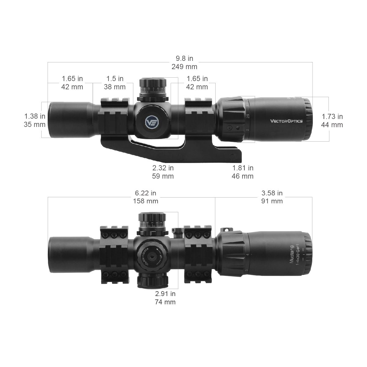 Mustang 1-4x30SFP Riflescope-Rifle Scope & Red Dot Sight 
