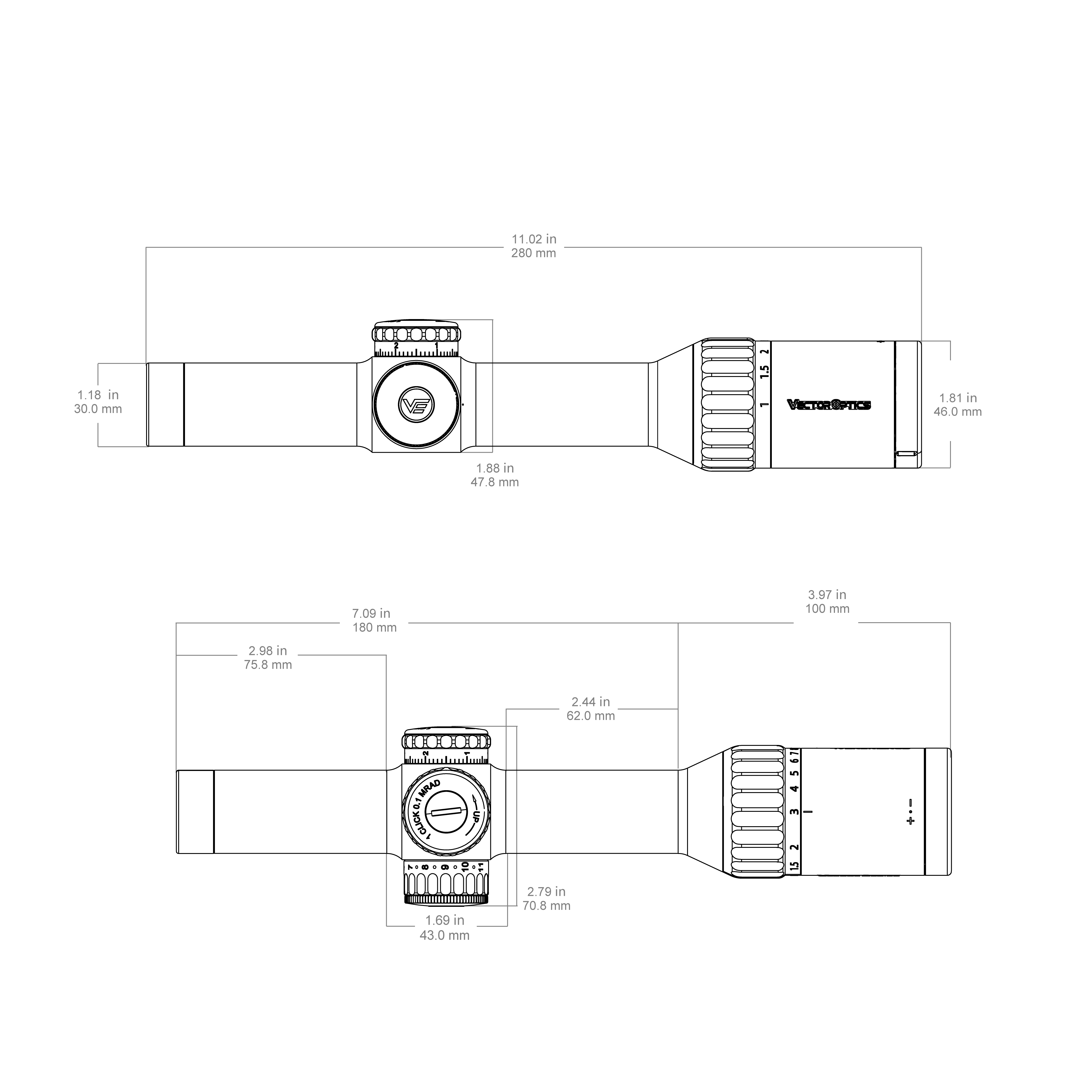 SCOC-47 Continental x10 1-10x24i ED Fiber Dimensions